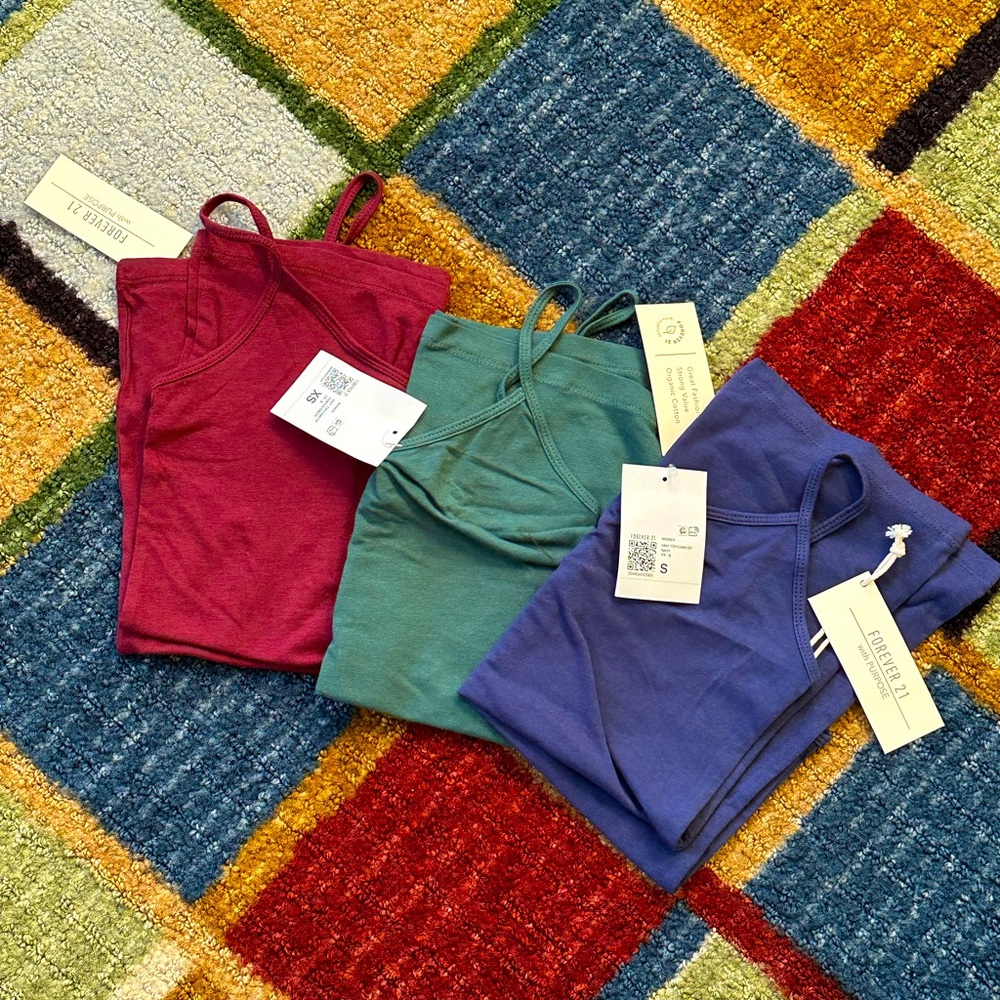 NWT forever 21 blue green maroon spaghetti strap adjustable tank